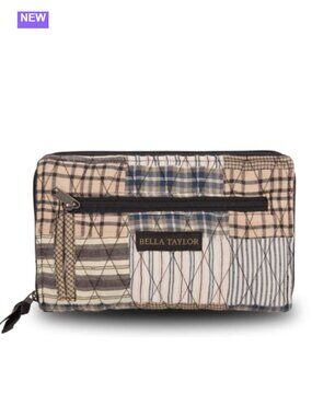 Quilted RFID Wristlet Wallet Zip-Around Wrist Strap Card Case